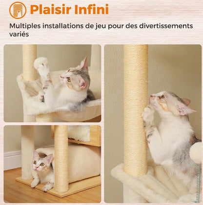 Arbre à Chat Sol-Plafond Atlas – 7 Niveaux, Hamac & Griffoirs