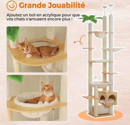 Arbre à Chat Sol-Plafond Atlas – 7 Niveaux, Hamac & Griffoirs