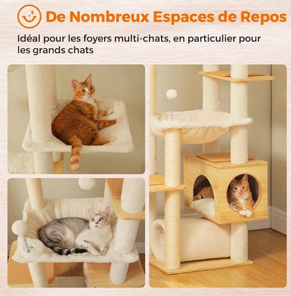 Arbre à Chat Sol-Plafond Atlas – 7 Niveaux, Hamac & Griffoirs